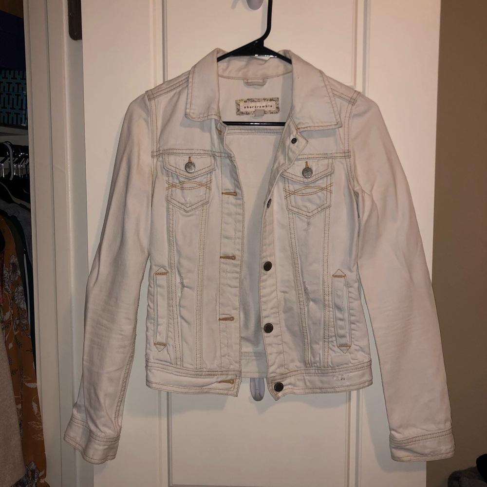 Vintage Abercrombie Kids White Jean Jacket Size XL